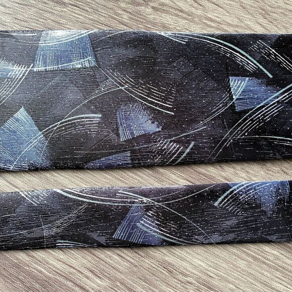 David Taylor Blue Black Silver Abstract Artsy Men's Neck Tie 57 x 4 Made in USA - Picture 4 of 6